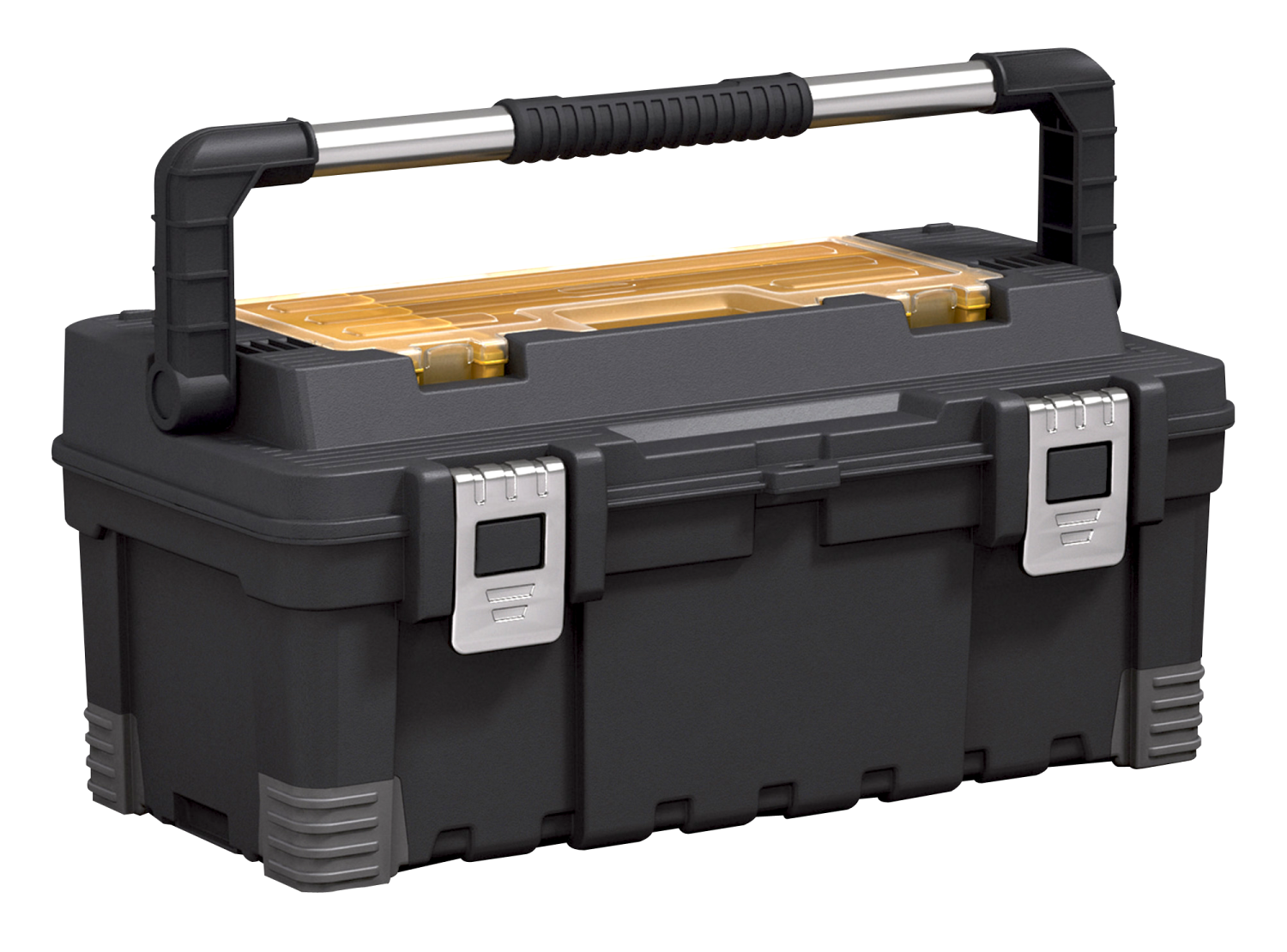 a large black tool box with a handle