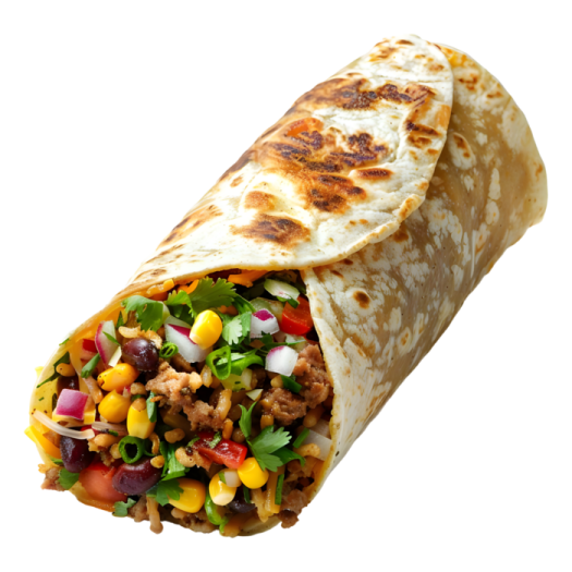 a burritoa filled with meat and vegetables