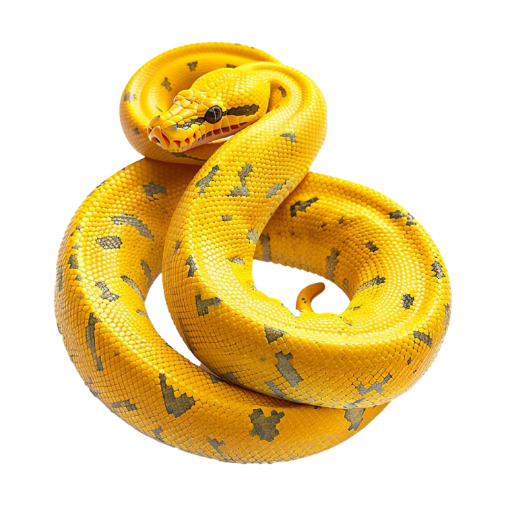a yellow snake on a white background