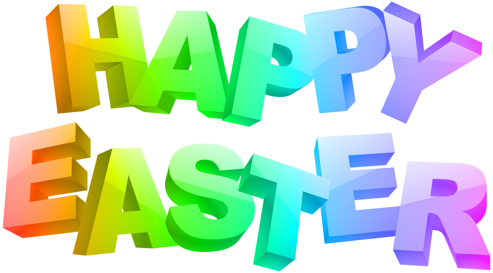 the word happy easter is made up of colorful letters