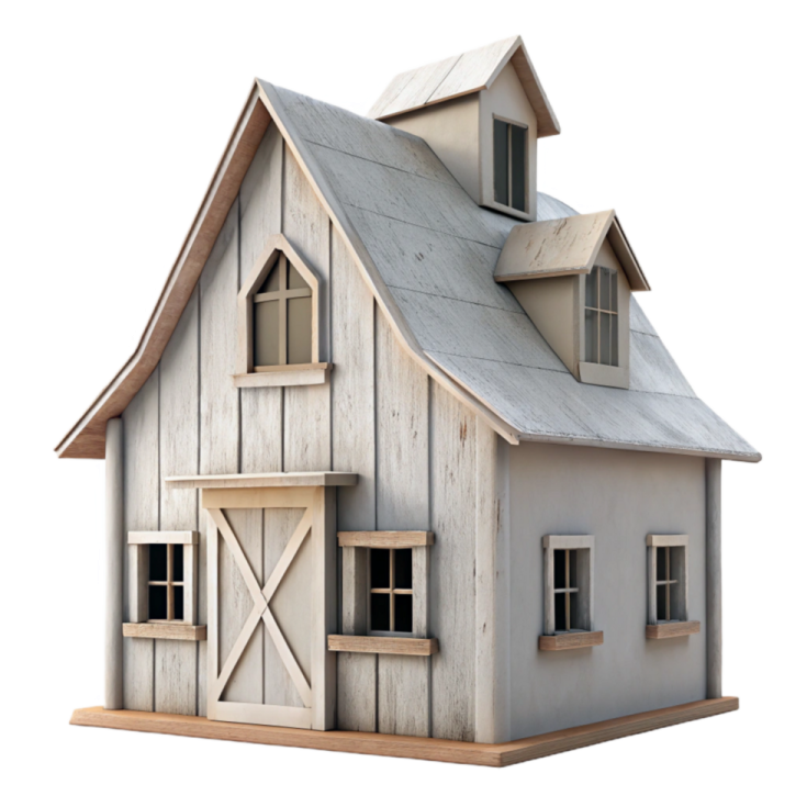 a wooden house with windows and shutters