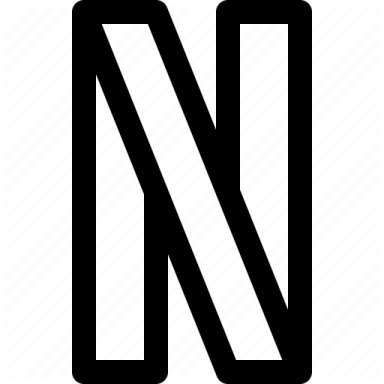 a black and white icon of the letter n