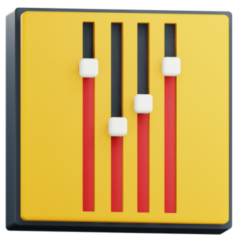 a yellow and black button with two white buttons