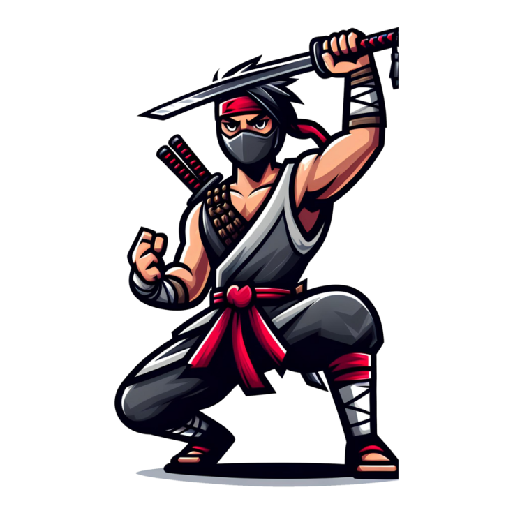 a ninja with a sword in his hand