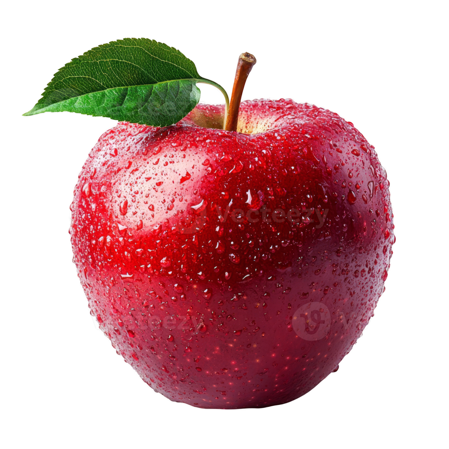 a red apple with water droplets on it