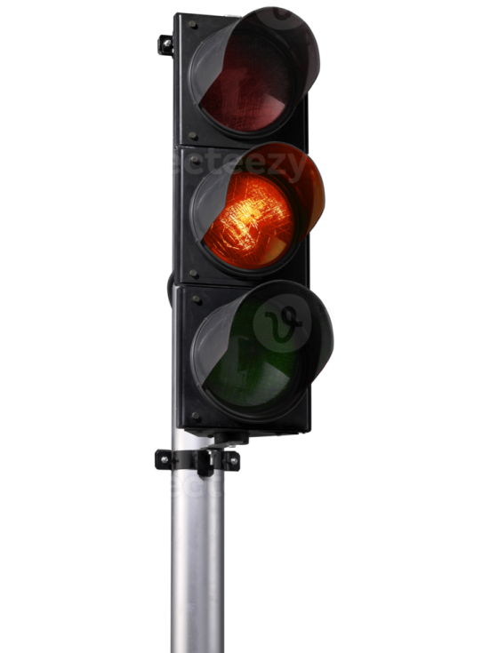 a traffic light that is red and green