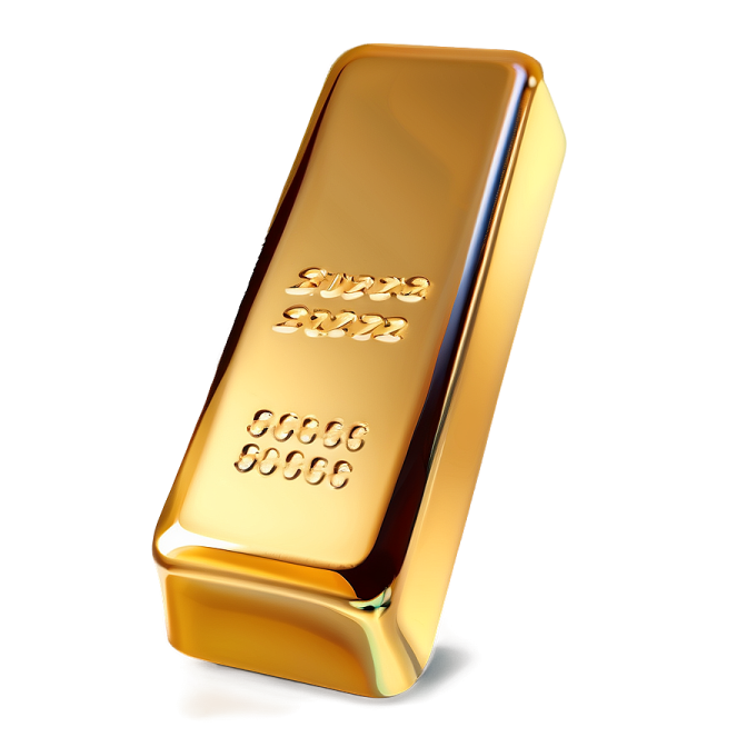 a gold bar on a white background