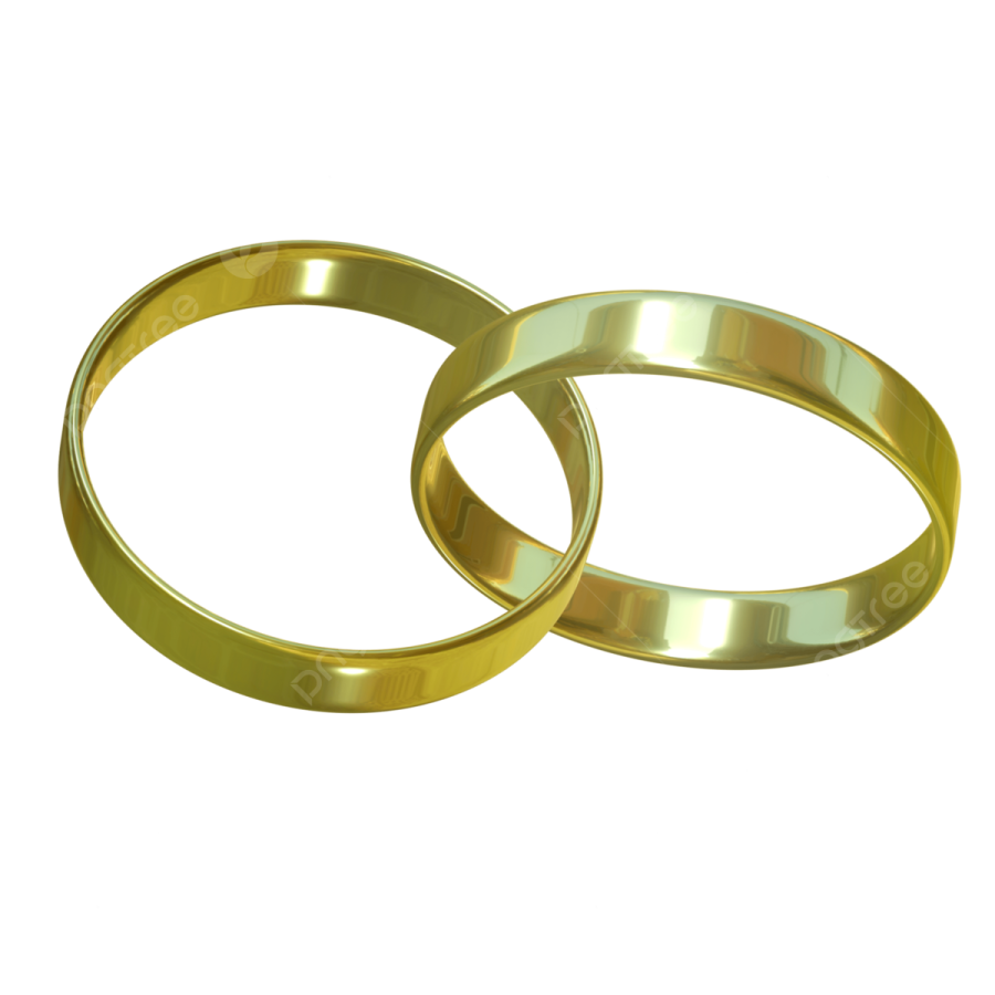a pair of gold wedding rings
