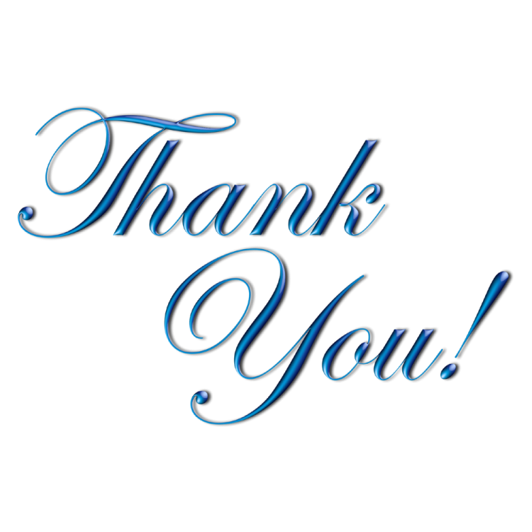 a blue thank card with the words thank you