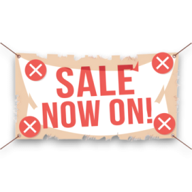 a banner with the words sale now on it