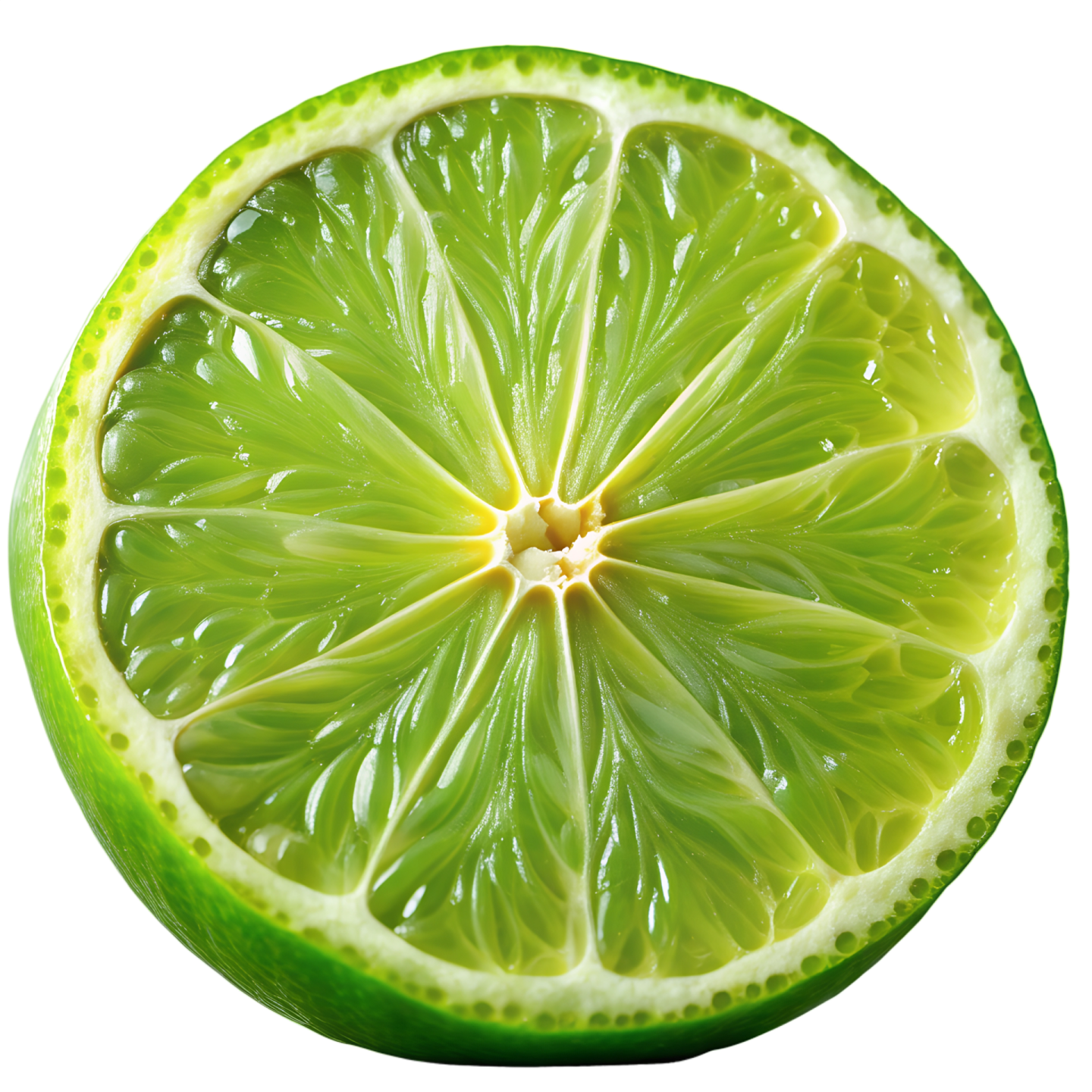 a slice of lime on a white background
