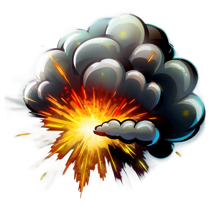 a black cloud with yellow and red sparks