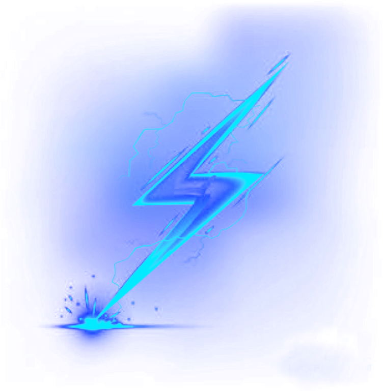 a blue lightning bolt on a white background
