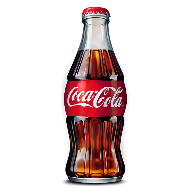a bottle of coca on a white background
