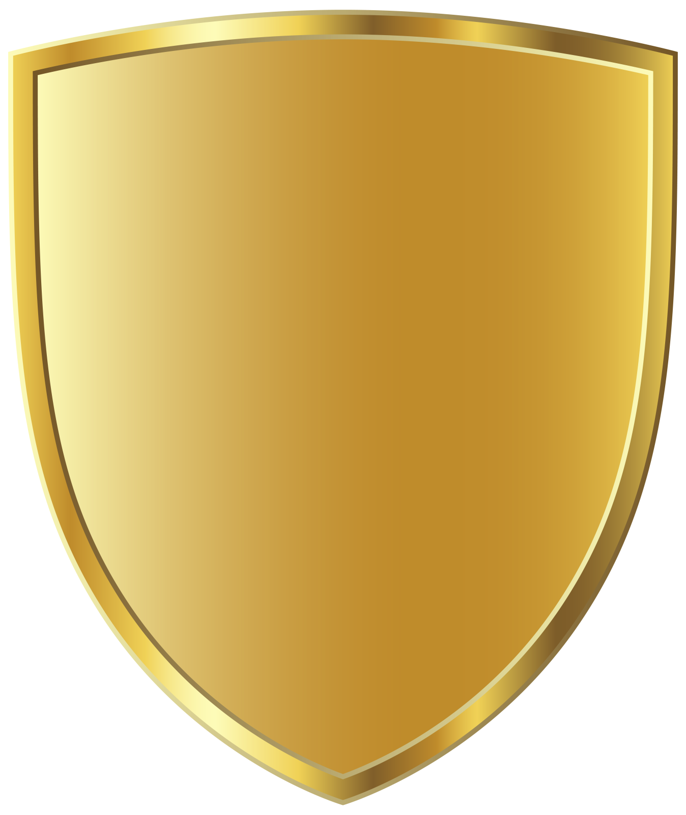 a golden shield on a white background