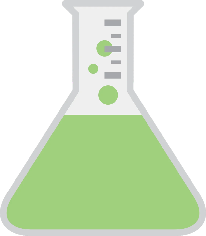 a beakle filled with green liquid