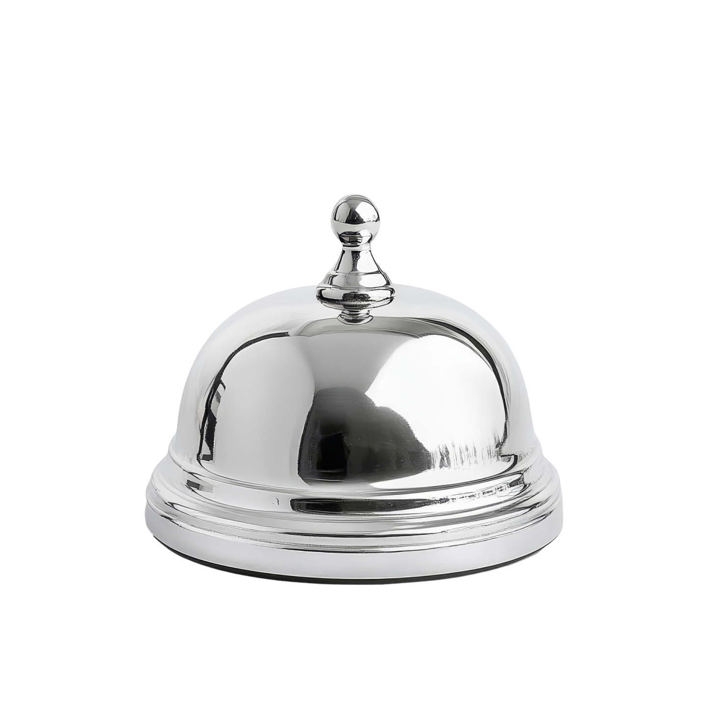 a silver bell on a white background