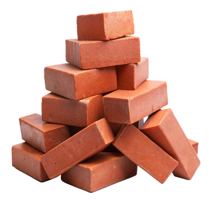 a pile of brick blocks