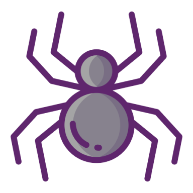 a purple spider on a white background