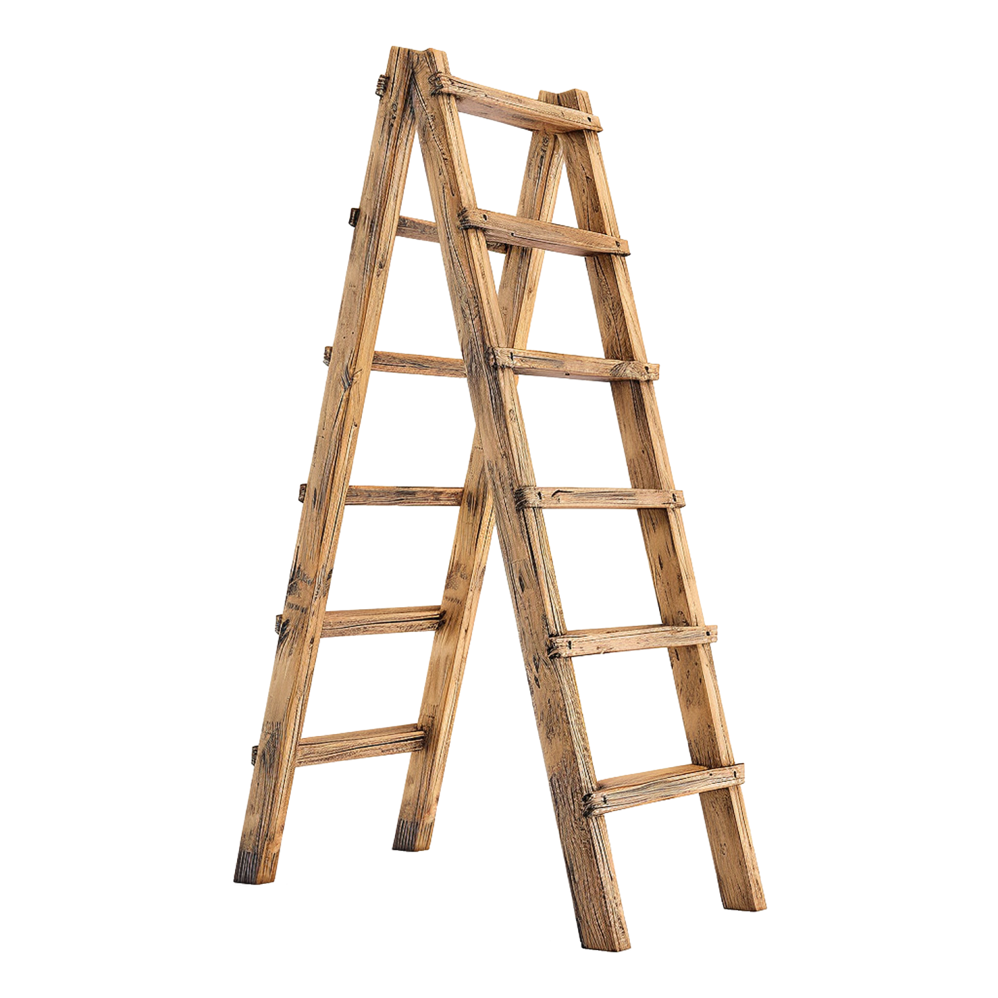 a wooden ladder on a white background