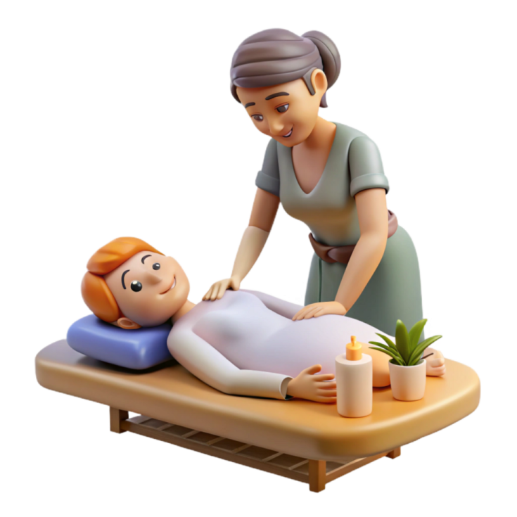 a woman getting a massage on a table