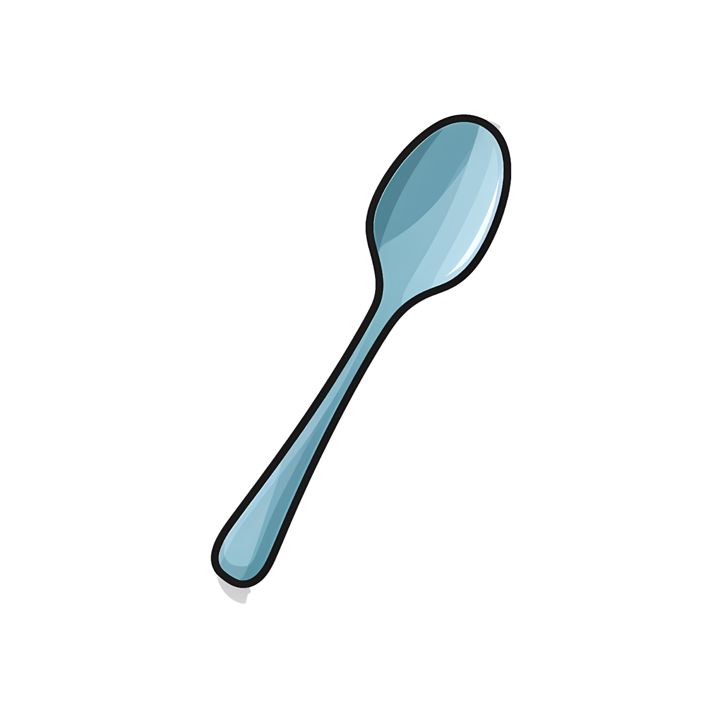 a blue spoon on a white background