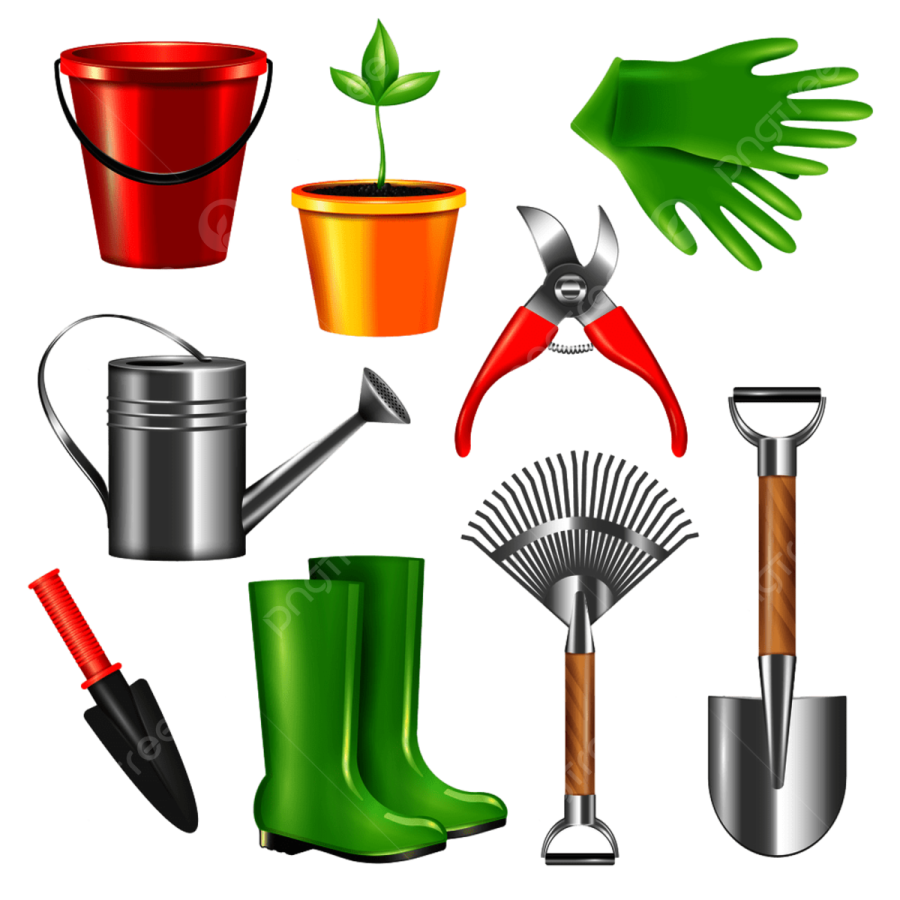 a set of gardening tools