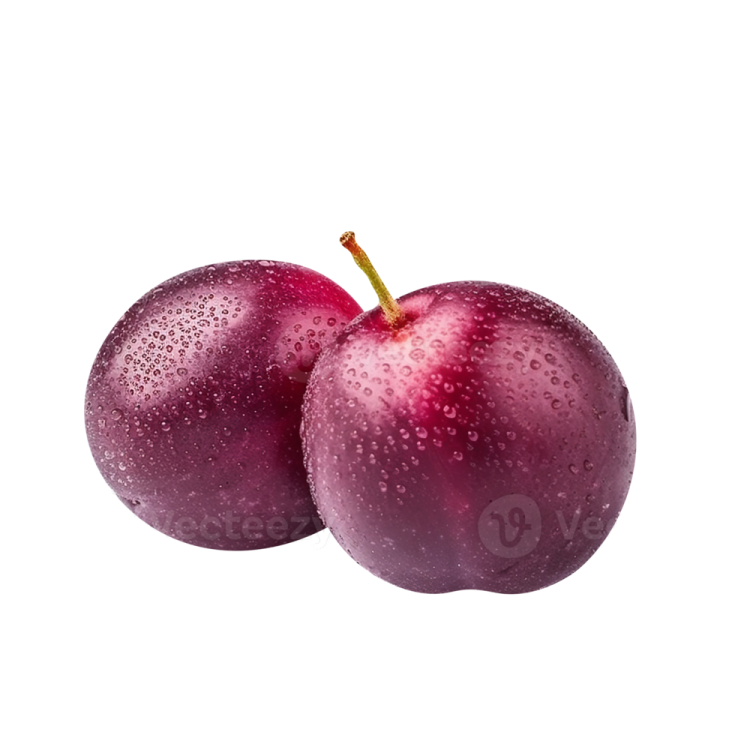 two plums on a white background