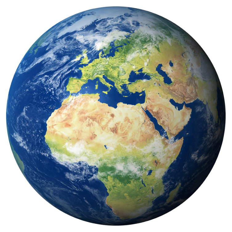 the earth with a white background