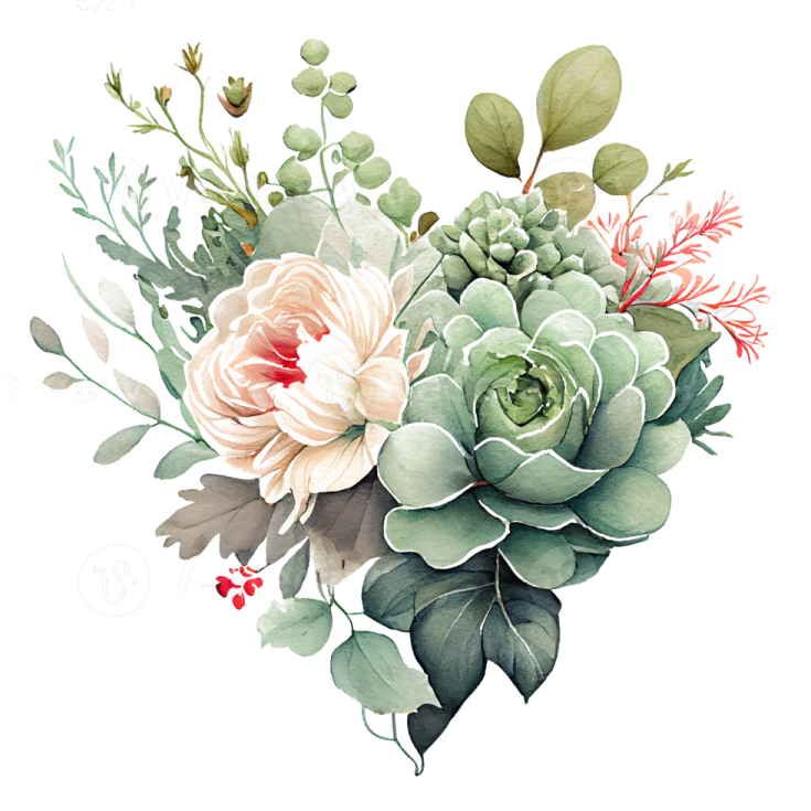 a watercolor painting of flowers and leaves