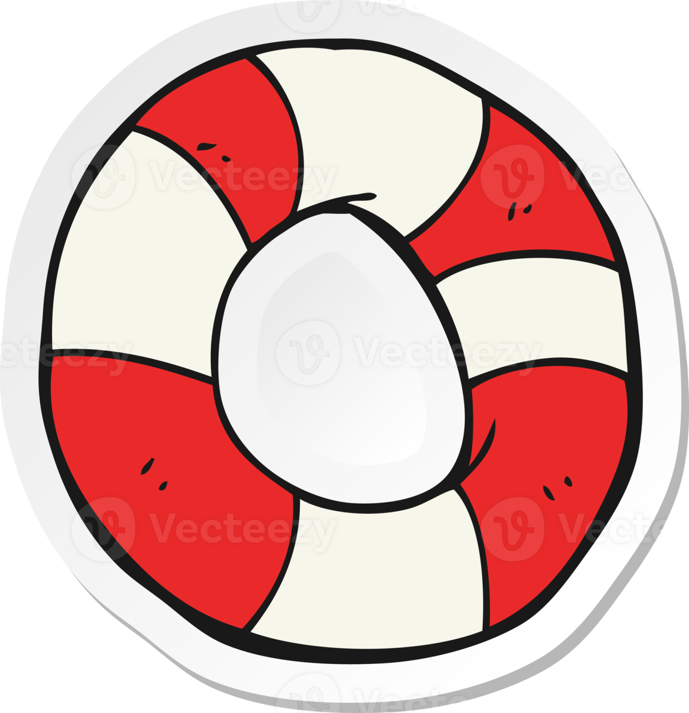 a red and white life preserveer
