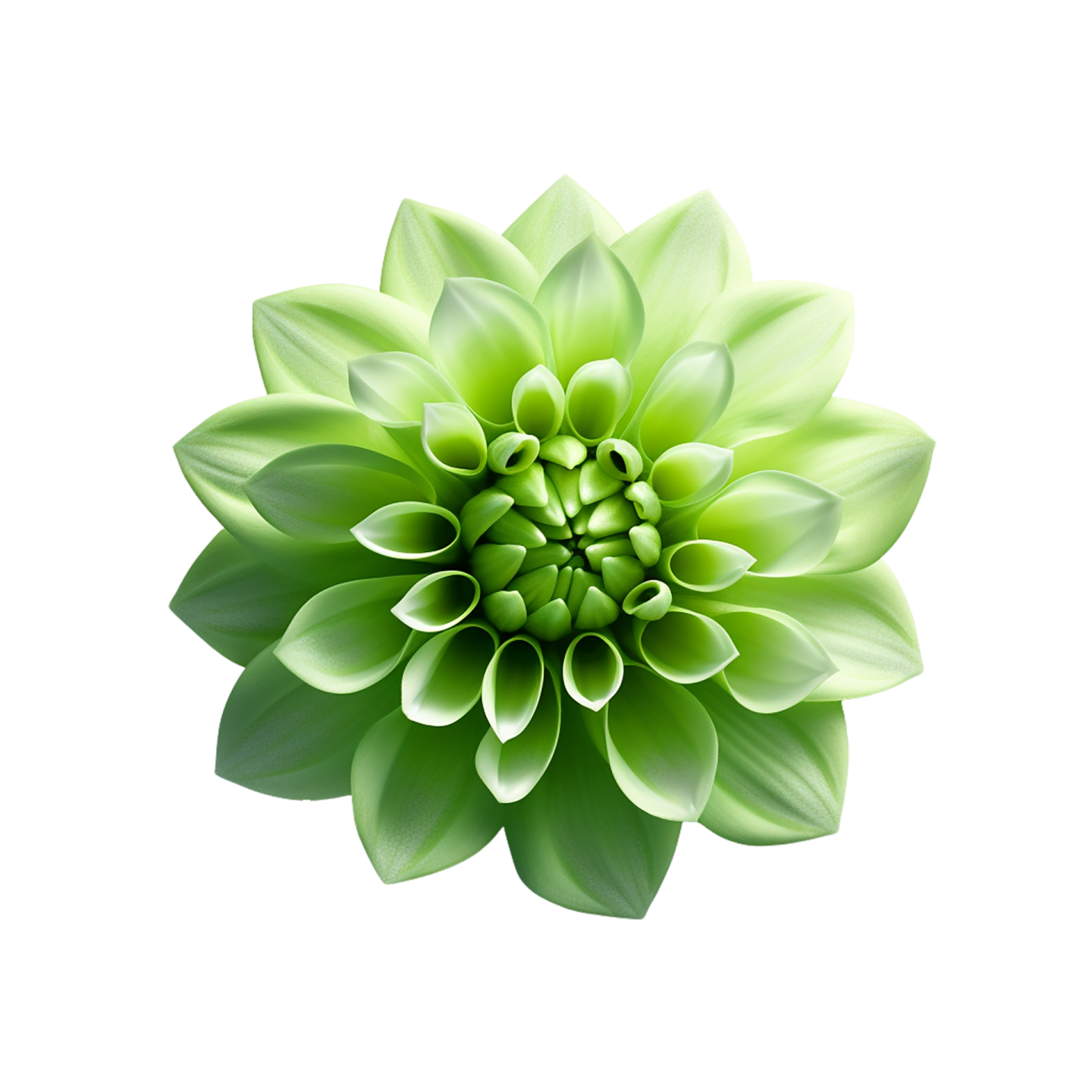a green flower on a white background