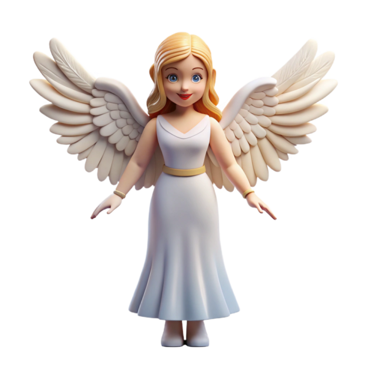 a white angel with wings