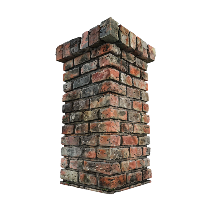 a brick chimney on a white background