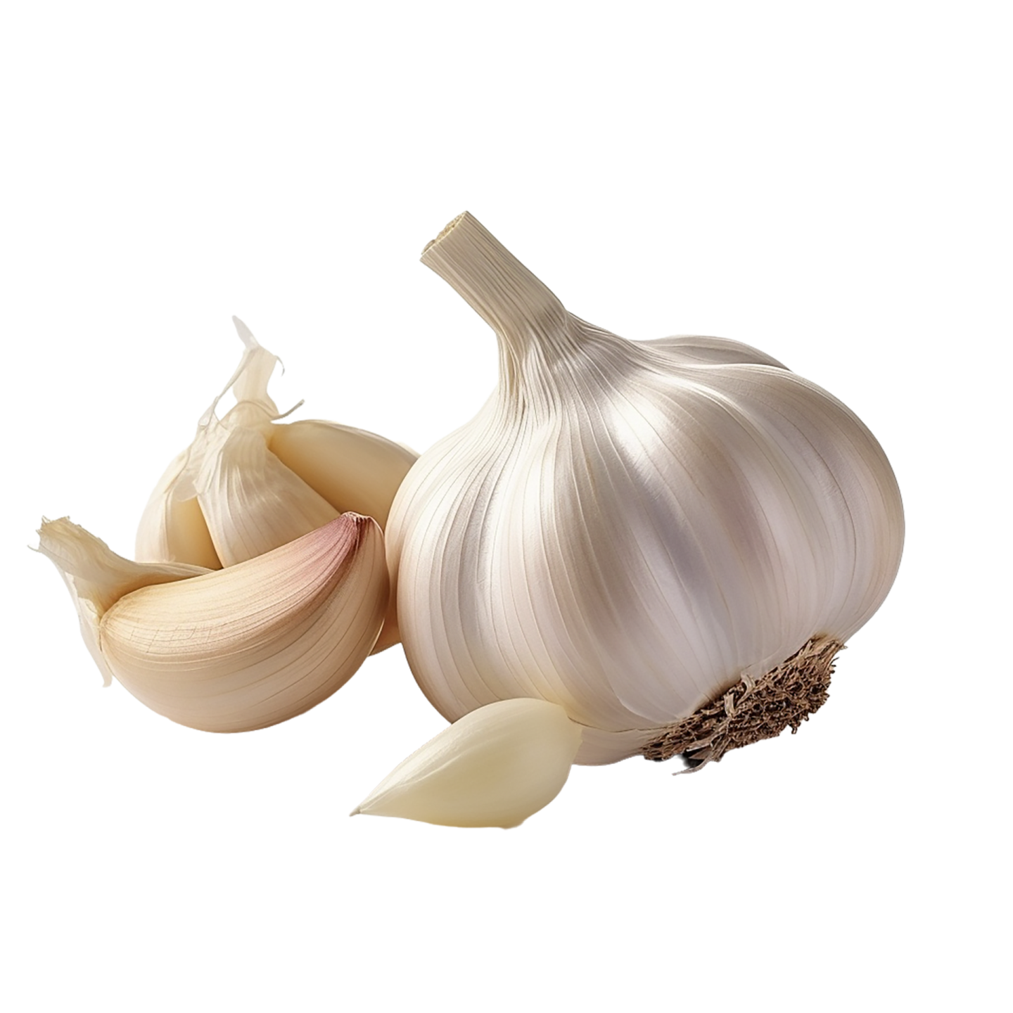 an onion and garlic on a white background