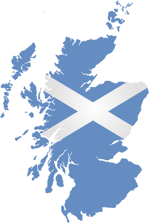 a map with the flag of scotland