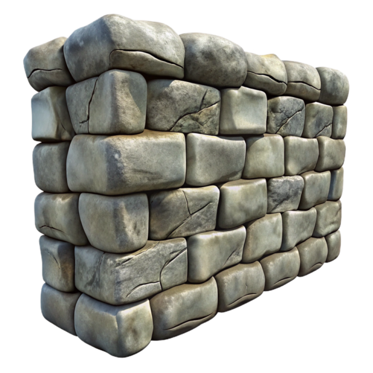 a stone wall with a white background