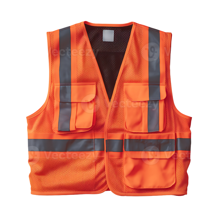 an orange safety vest on a white background