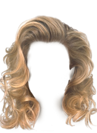 a woman's head with long blonde hair