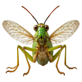 a green insect on a white background
