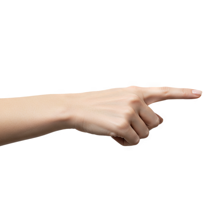 a person's hand pointing at something