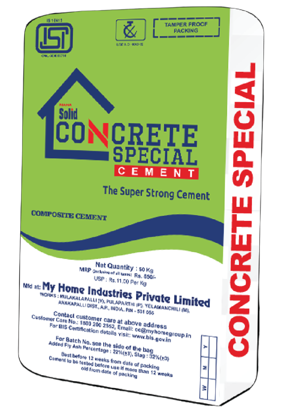 the concrete cement product label