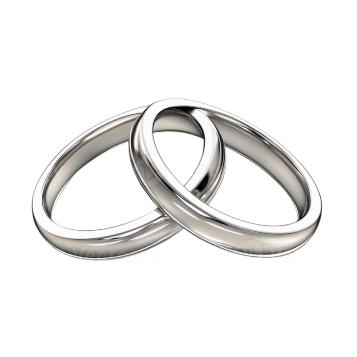 two wedding rings on a white background