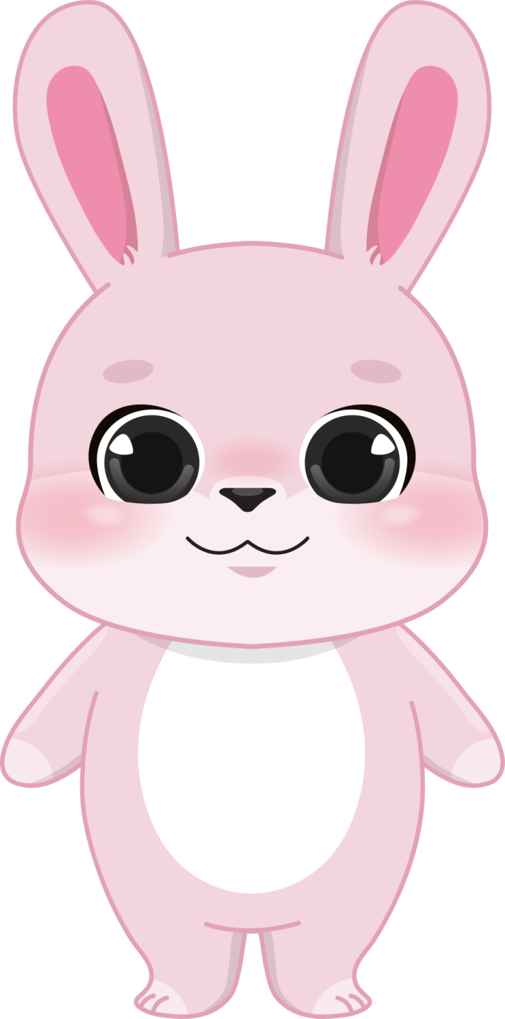 a pink bunny with big eyes and big ears