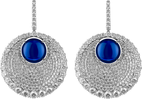 a pair of sapphire and diamond earrings