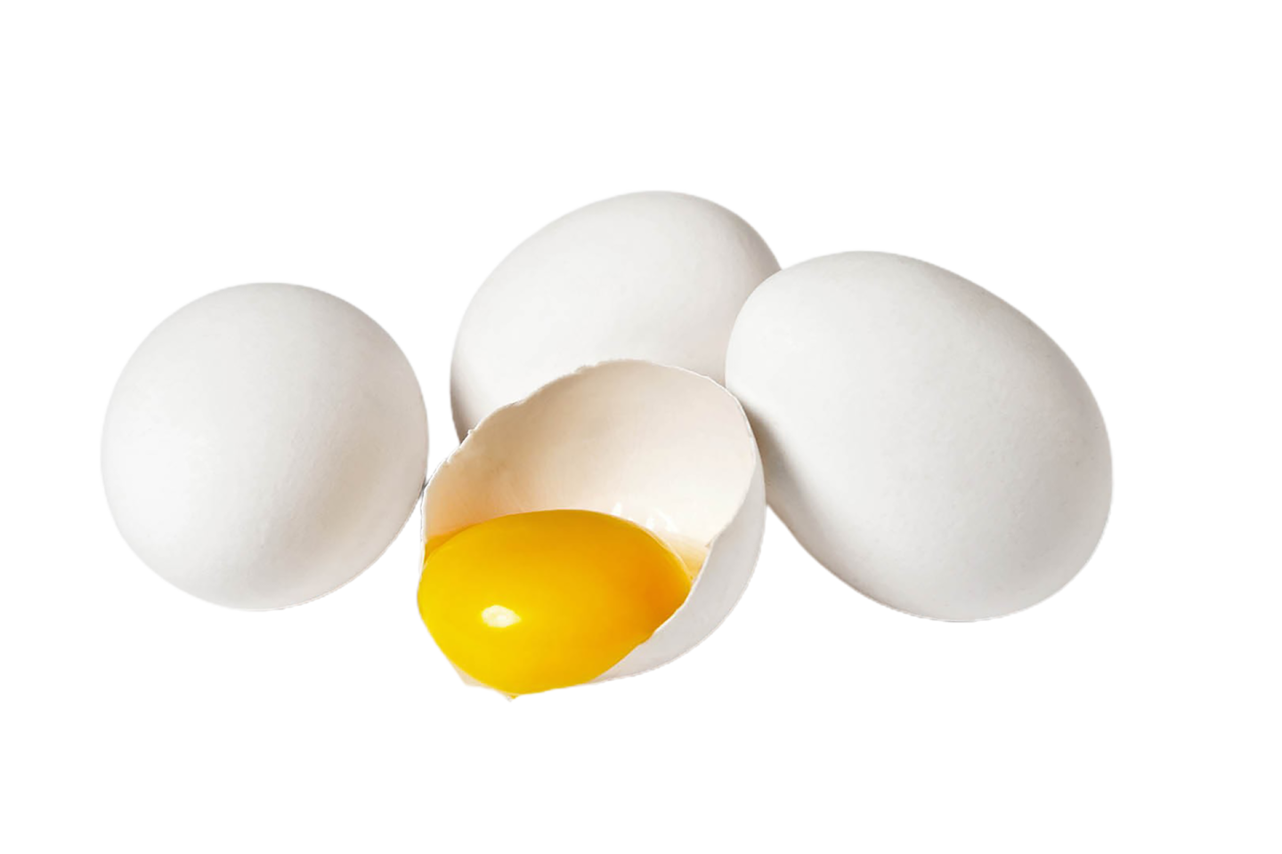 three white eggs with an egg in the middle