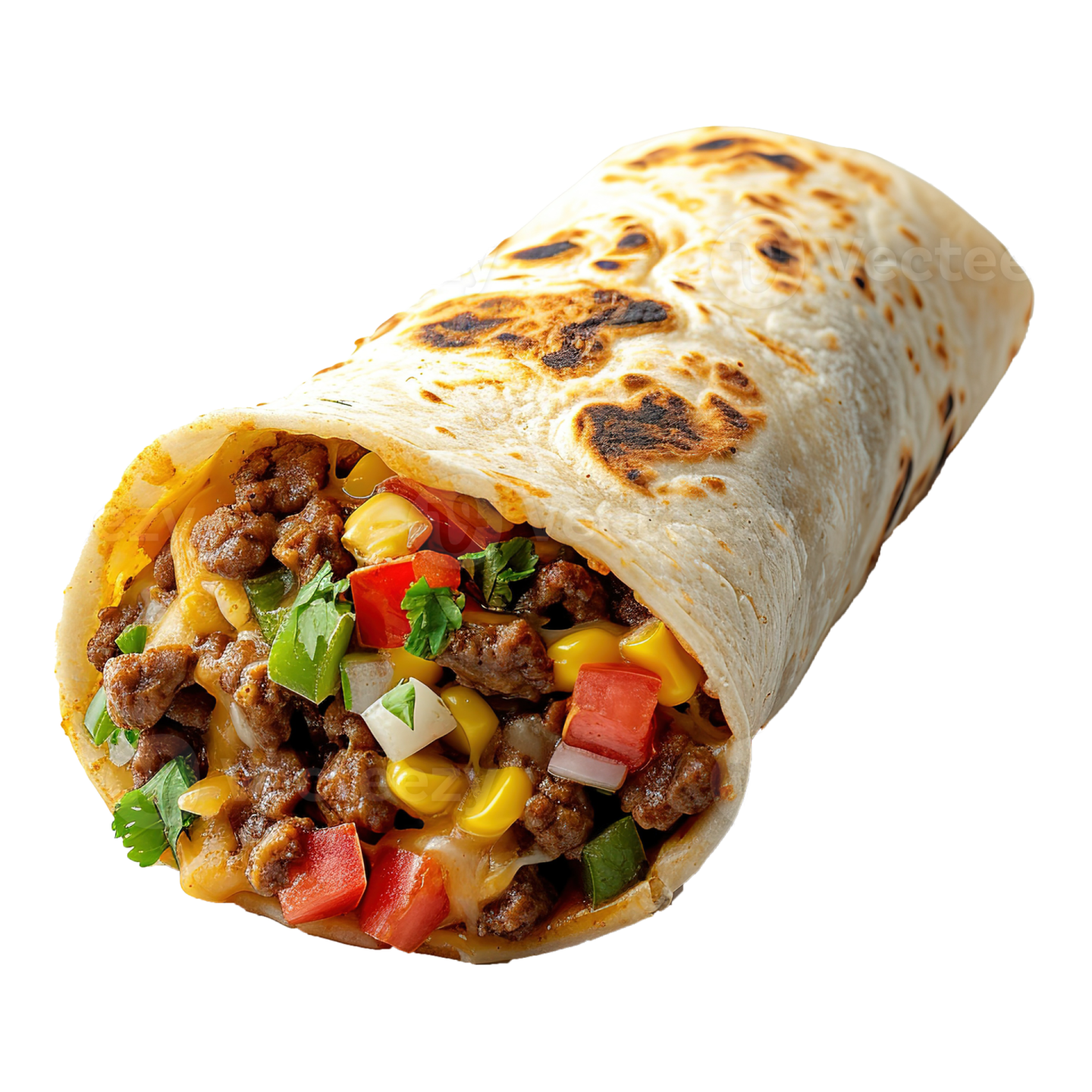 a burritoa filled with meat and vegetables
