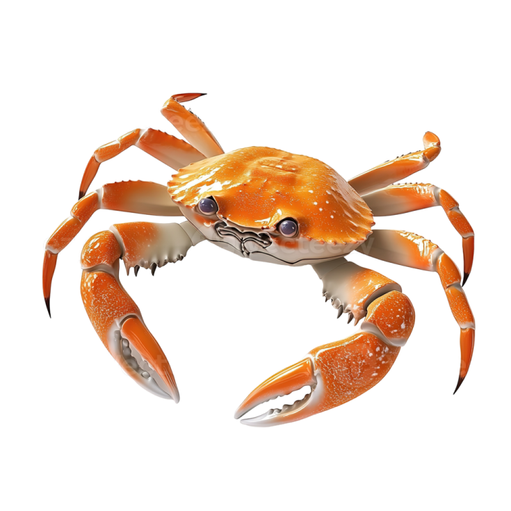 an orange crab on a white background