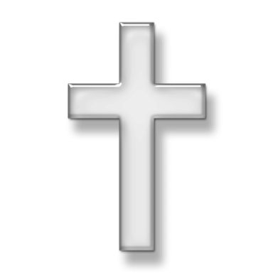 a silver cross on a white background