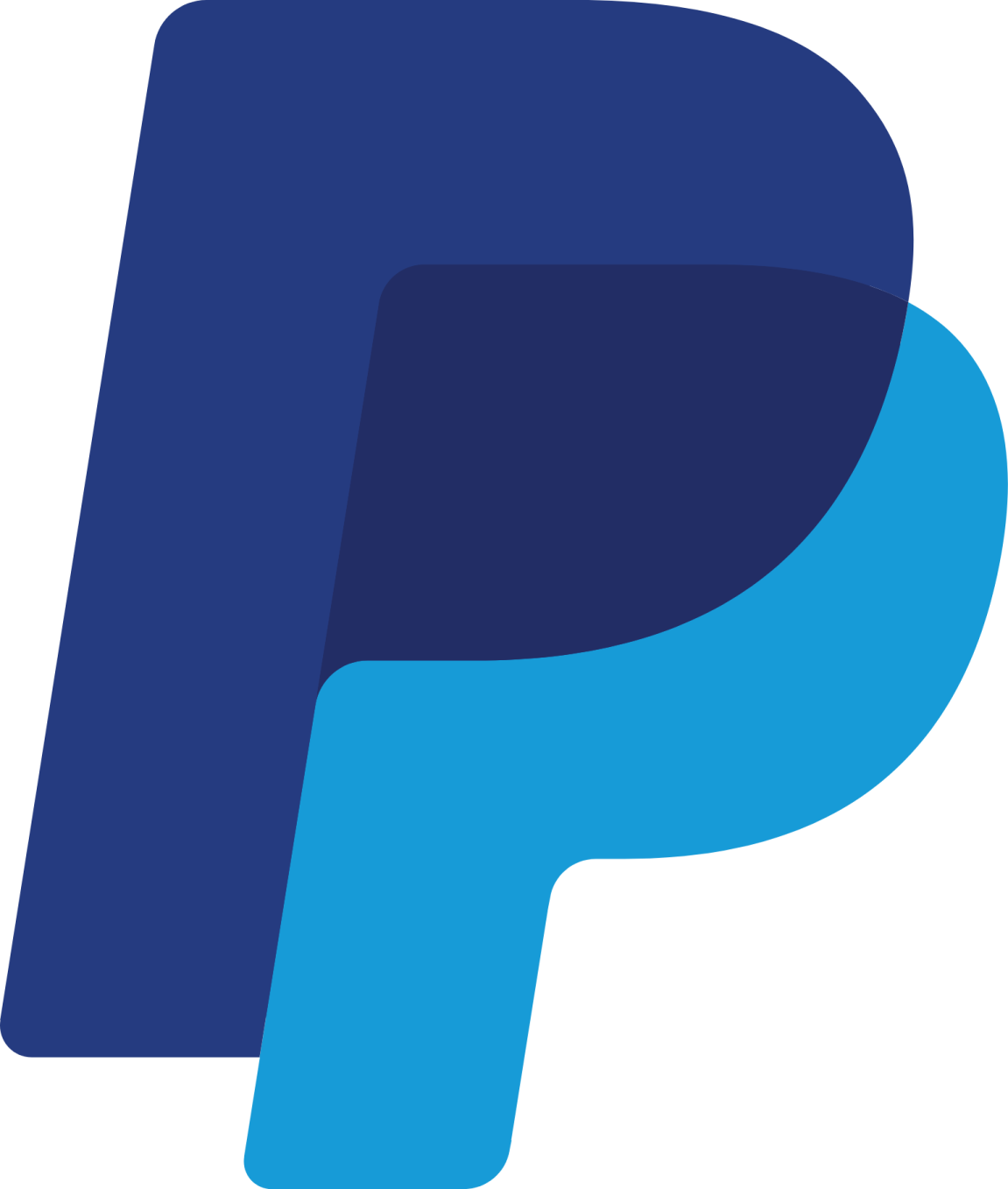 a blue p logo on a white background